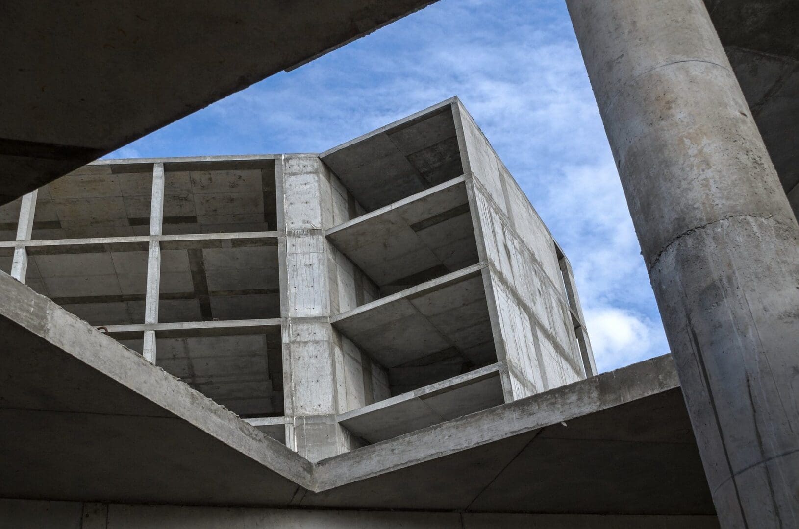 A concrete structure with a sky background
