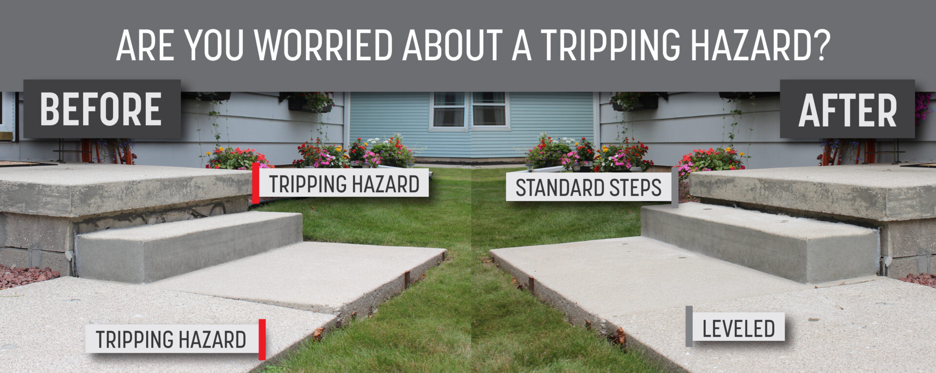 A couple of pictures with the words " worried about a tripping hazard ".